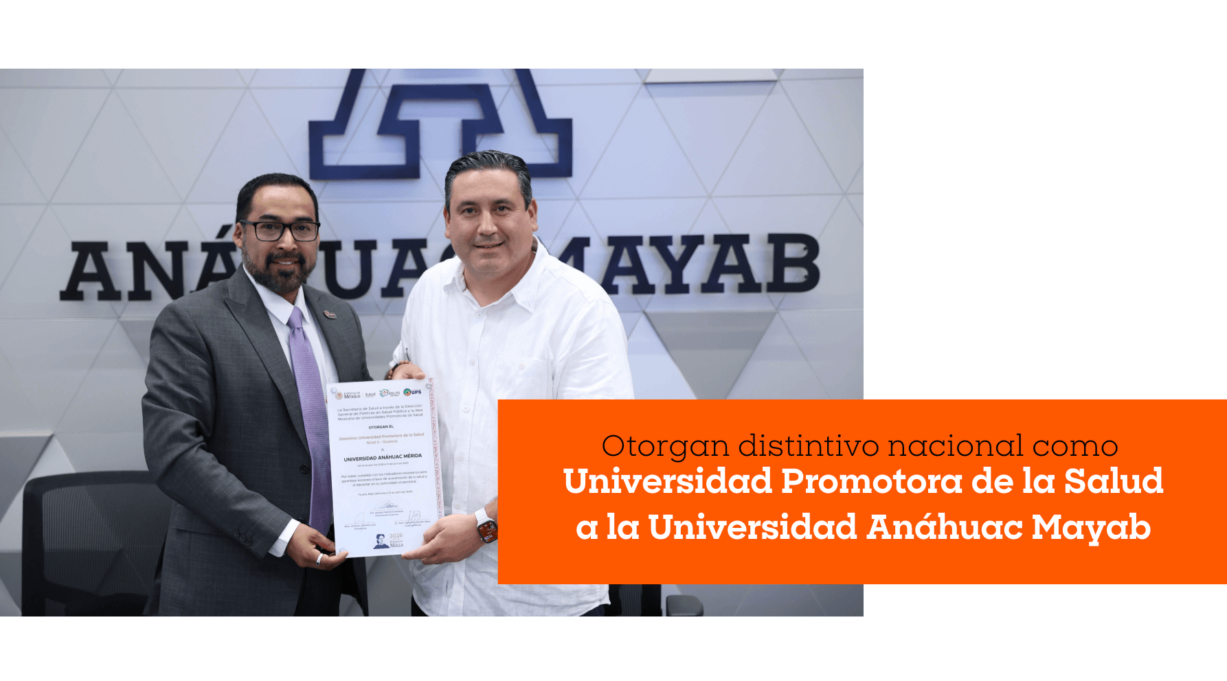 Otorgan distintivo nacional como Universidad Promotora de la Salud a la Universidad Anáhuac Mayab