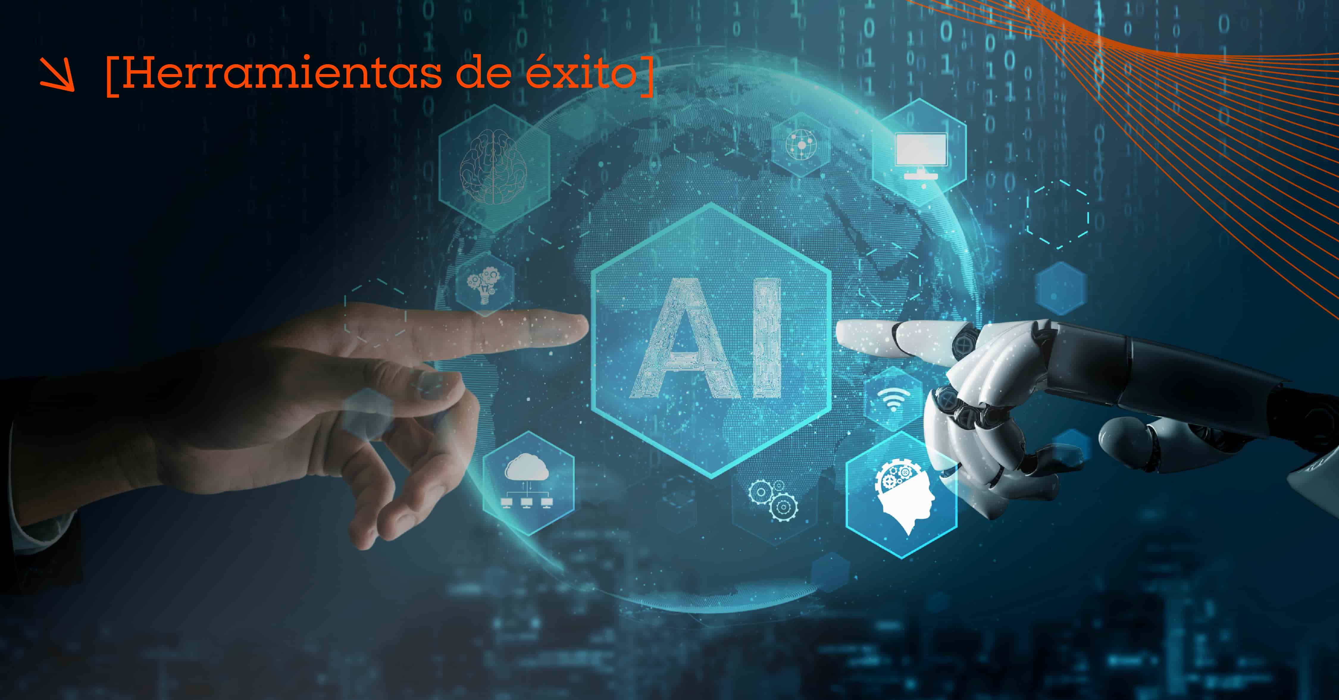 logo de ia con mano humana y de robot 