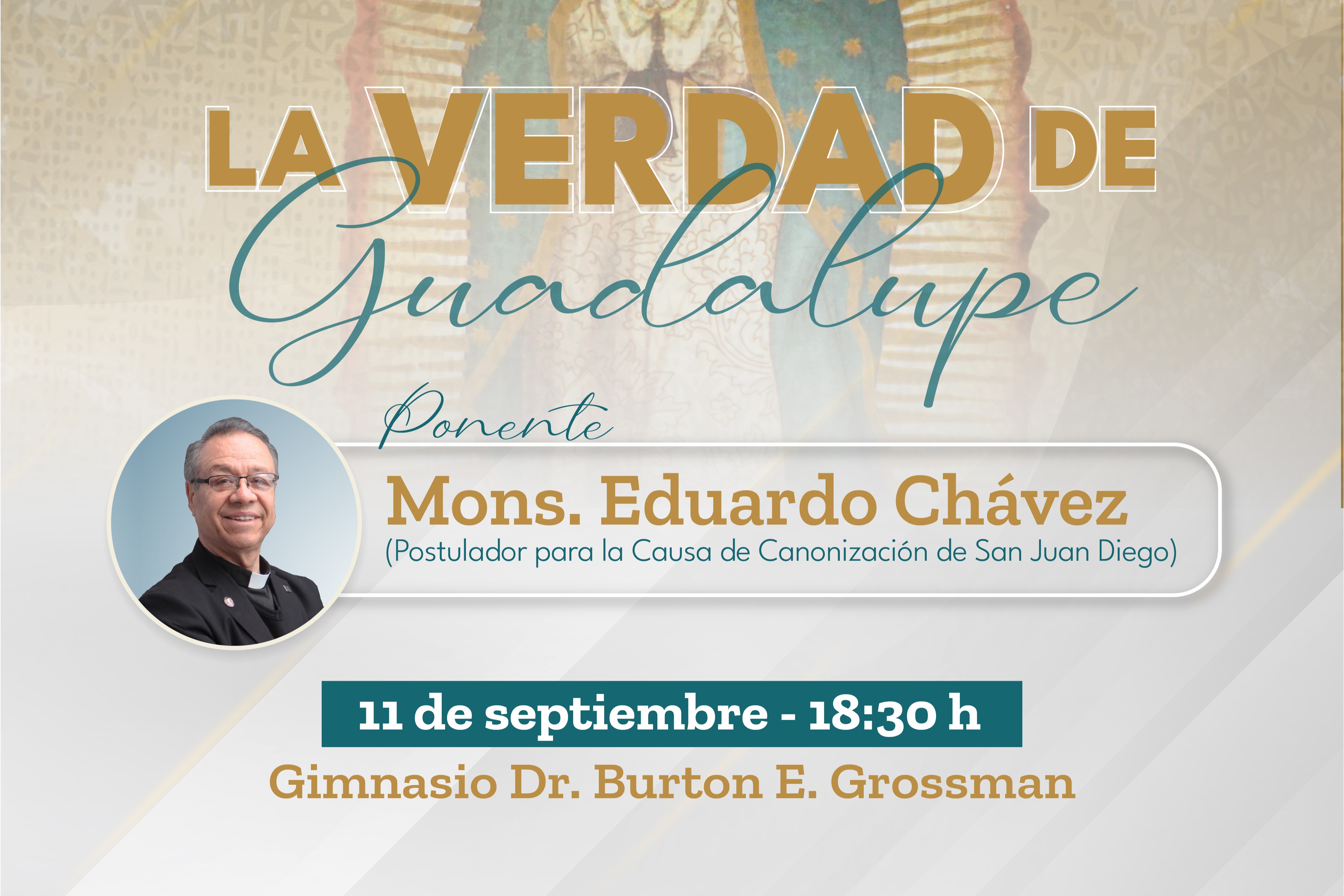 Publicidad de una de las conferencias sobre la Virgen de Guadalupe.