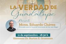 Publicidad de una de las conferencias sobre la Virgen de Guadalupe.