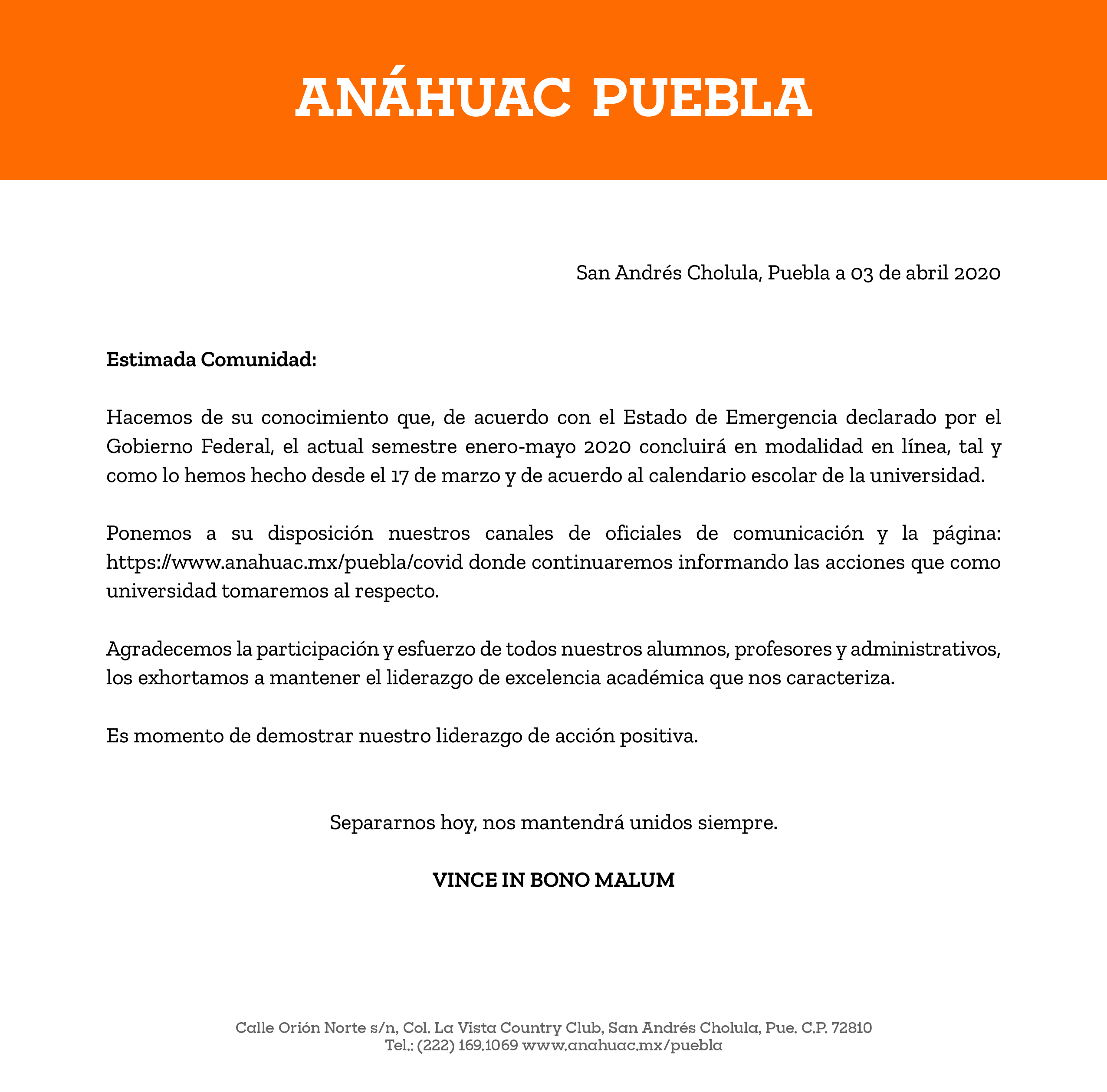 Comunicado Término de Semestre