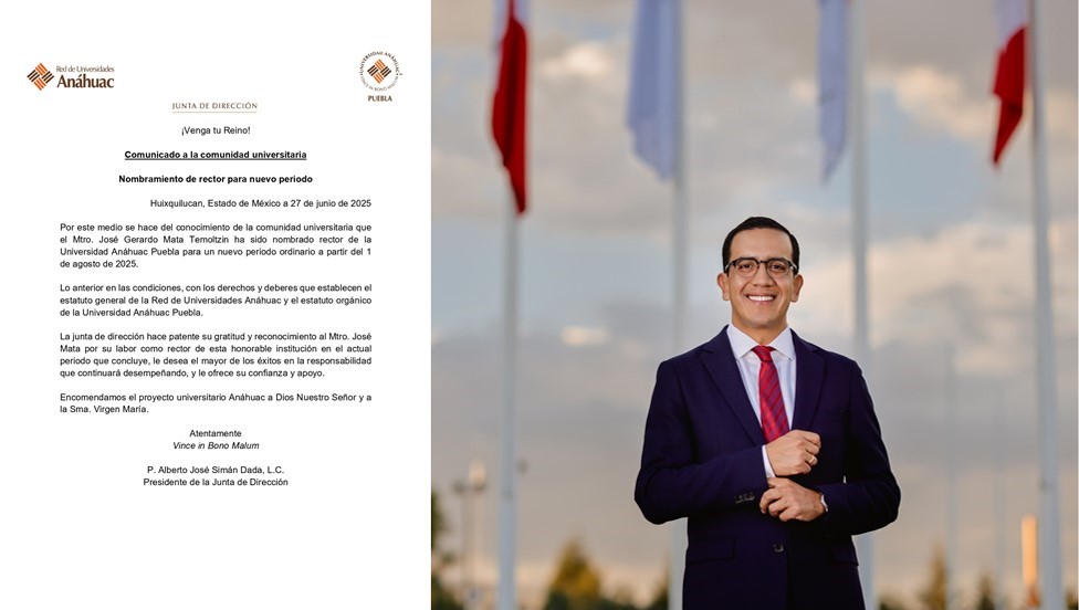 Red de Universidades Anáhuac ratifica el liderazgo del rector José Mata al frente de la Anáhuac Puebla