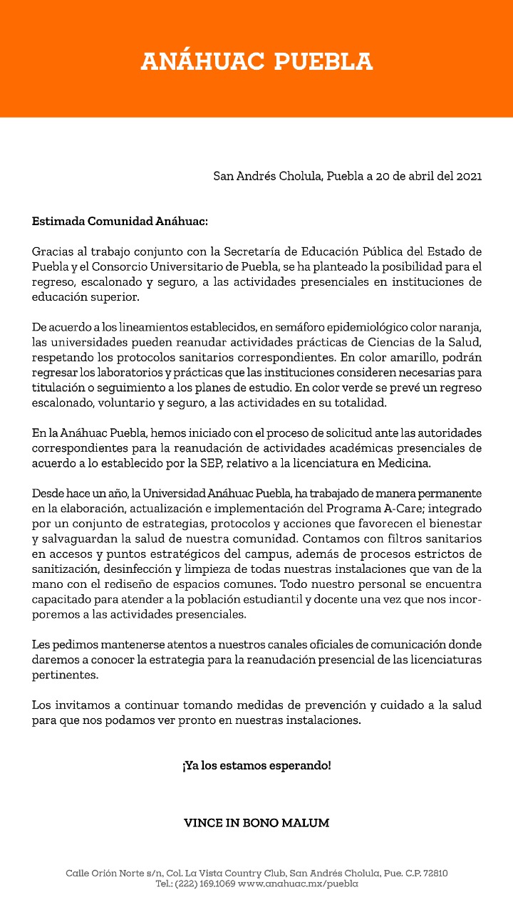 En proceso solicitud para reanudación de clases presenciales