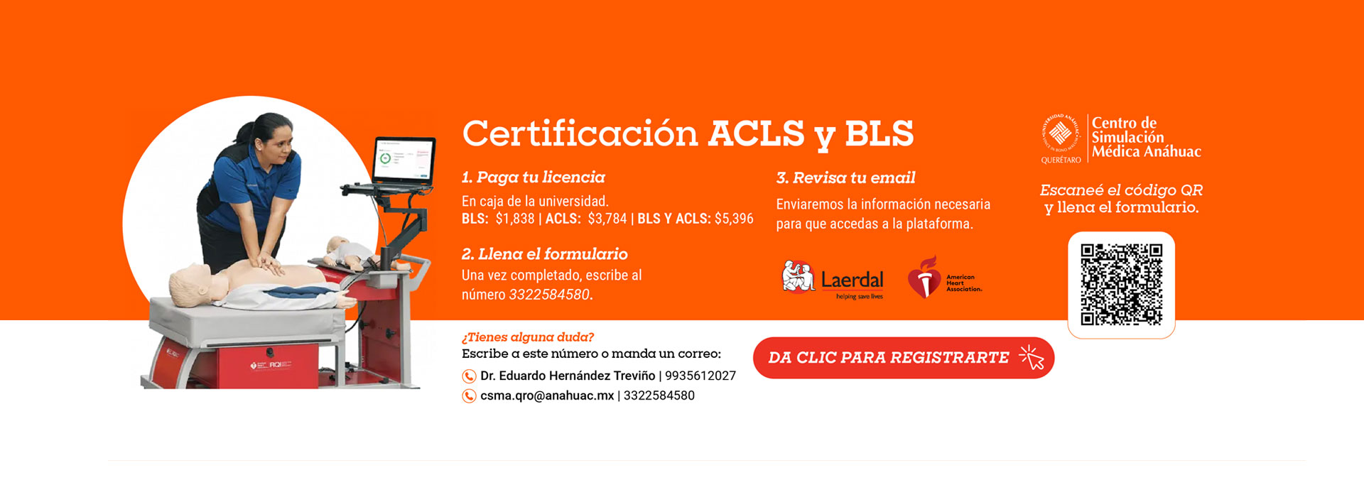 Certificación ACLS y BLS · Centro de Simulación Médica Anáhuac Querétaro