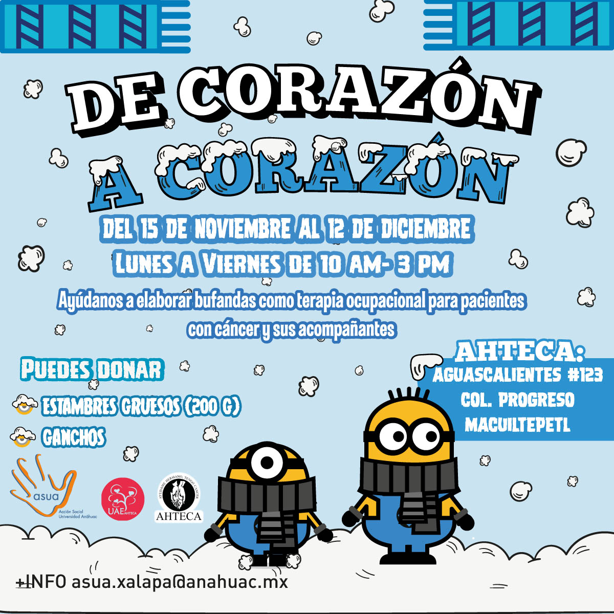 De Corazón a Corazón, Campaña de Donación ASUA para Bufandas De Corazón a Corazón, Campaña de Donación ASUA para Bufandas