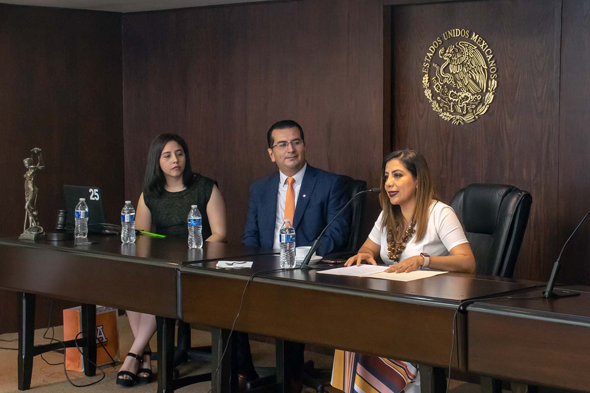 7 / 8 - La Lic. Lorena Piñón Rivera explica algunos de los servicios de la SRE.