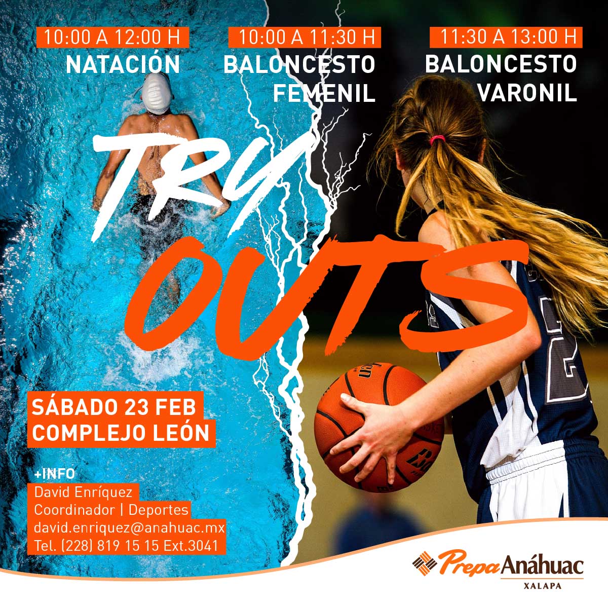 Tryouts para Natación y Básquetbol Tryouts para Natación y Básquetbol