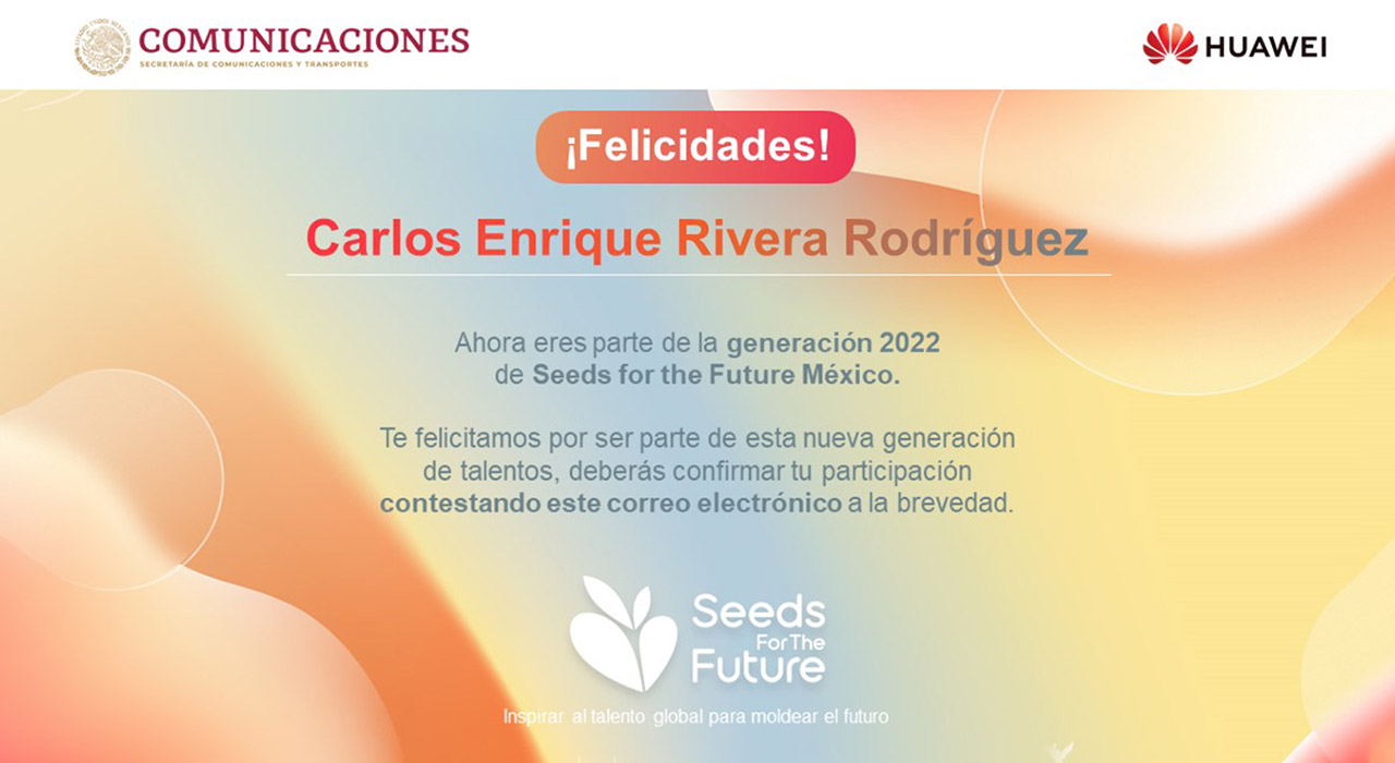 5 / 5 - Destacada Participación de Alumno en el Concurso Seeds for the Future 2022 5 / 5 - Destacada Participación de Alumno en el Concurso Seeds for the Future 2022
