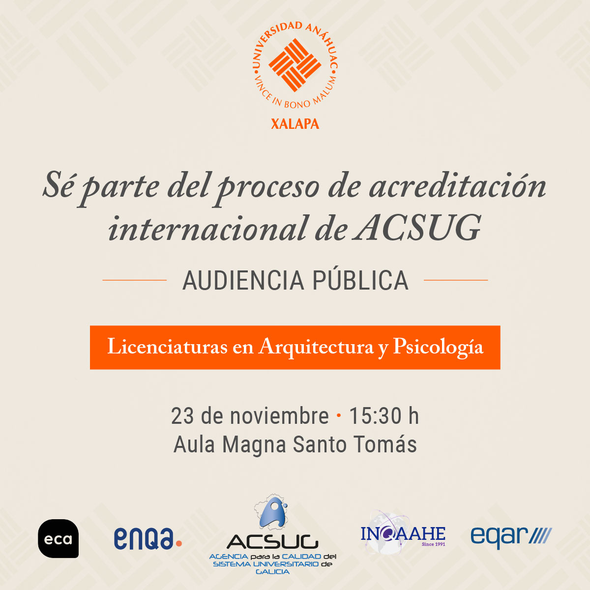 Acreditación Internacional ACSUG: Audiencia Pública Acreditación Internacional ACSUG: Audiencia Pública