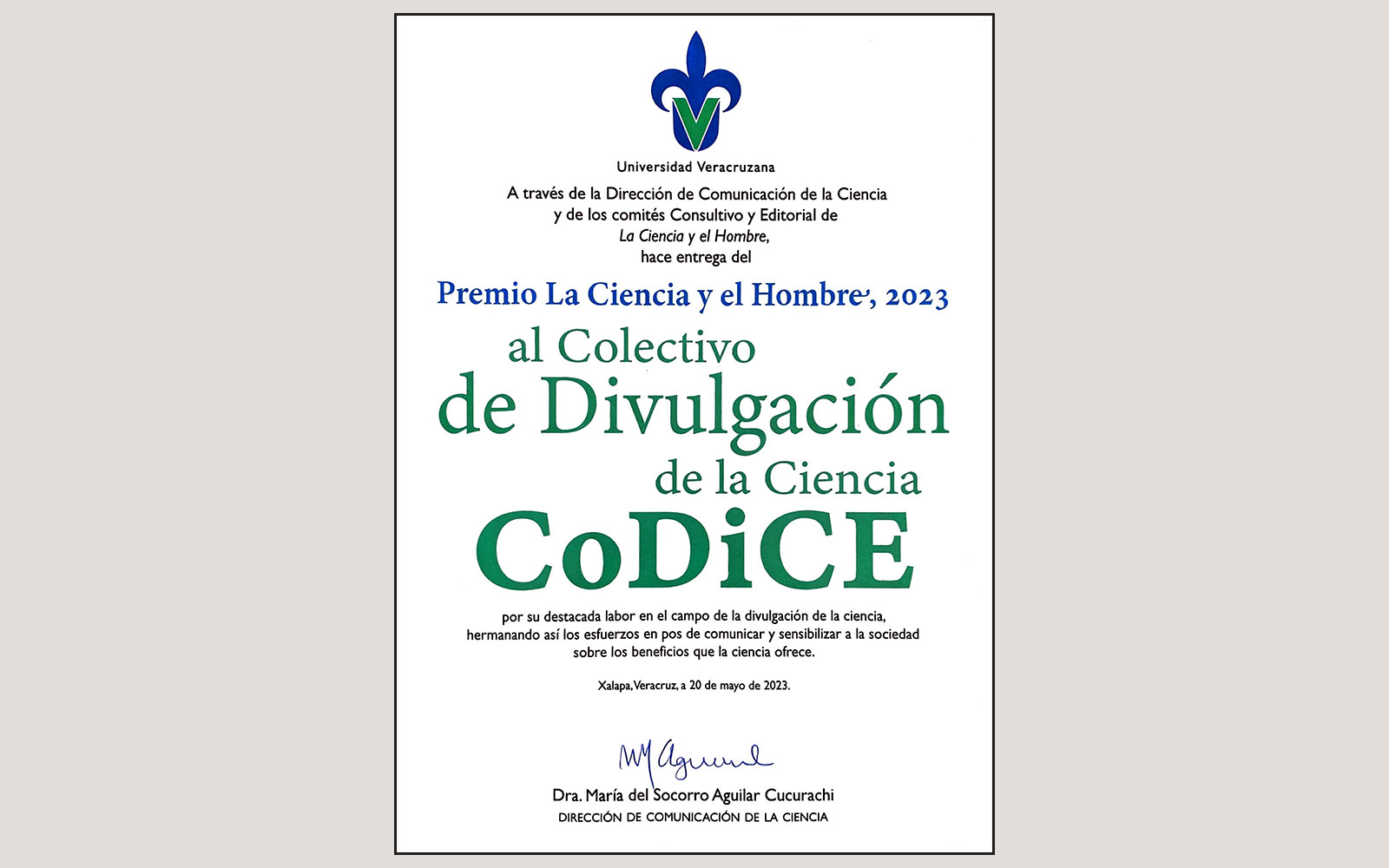 7 / 7 - Premio la Ciencia y el Hombre 2023 para CoDiCE 7 / 7 - Premio la Ciencia y el Hombre 2023 para CoDiCE