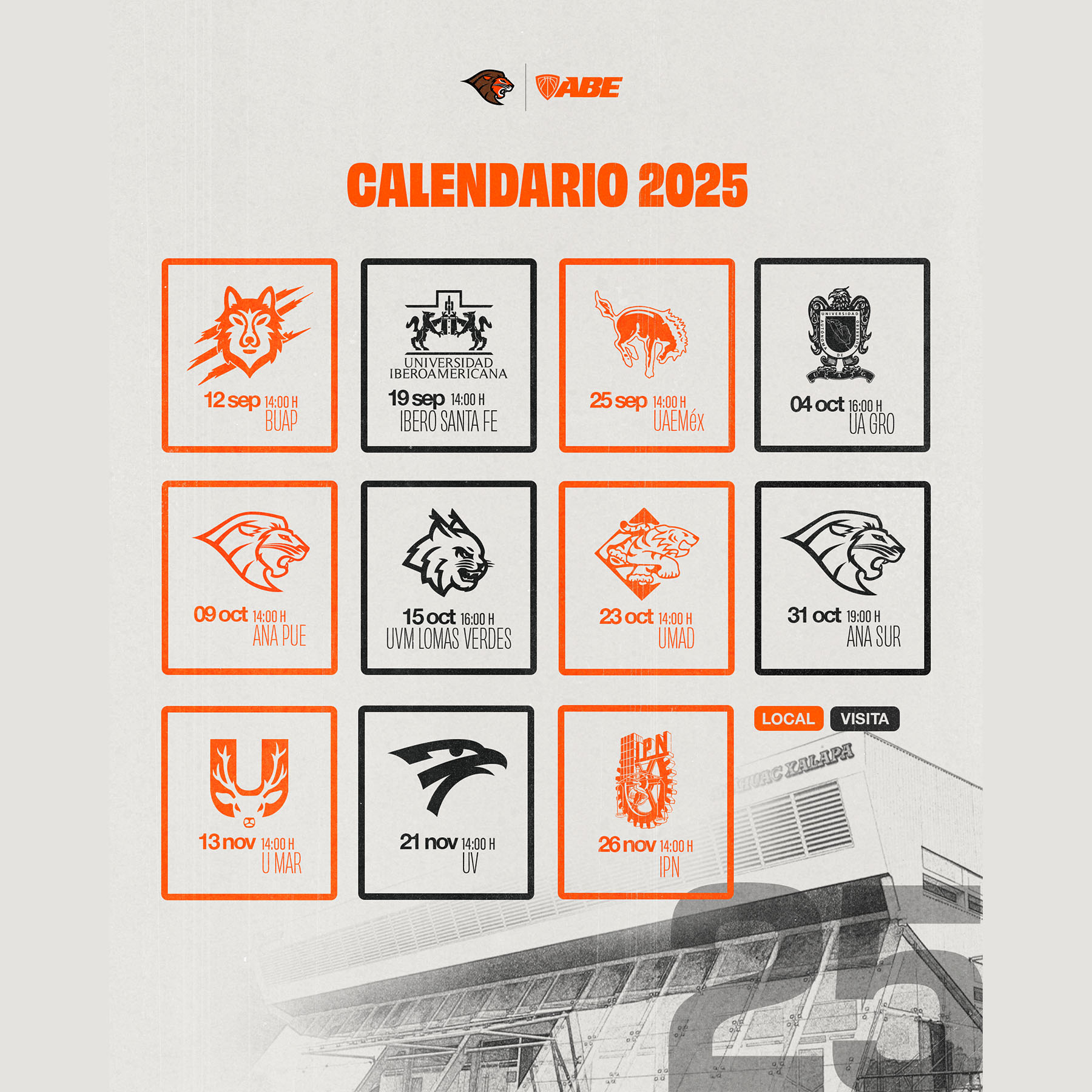 Cerrar vista en pantalla completa 1 / 1 - Calendario de Partidos: Baloncesto Femenil en la División II de la ABE